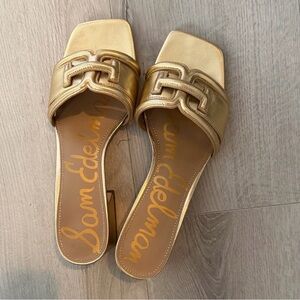 Sam Edelman Metallic Gold Slide Mules